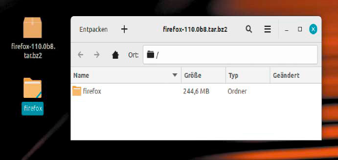 Manuelle Installation unter Linux: Sie entpacken einfach das Downloadarchiv und verschieben es dann an die gewünschte Stelle.