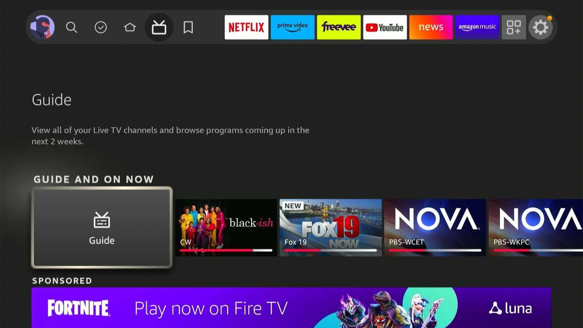 Fire TV guide button