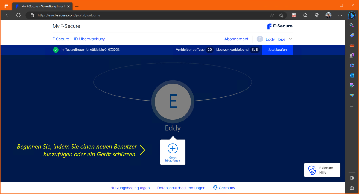 F-Secure Total 2023 Kontrollcenter