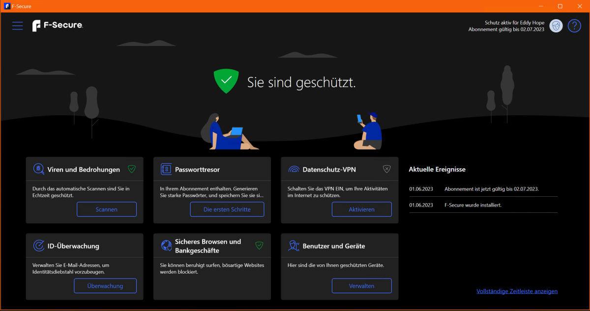 F-Secure Total 2023 Oberfläche