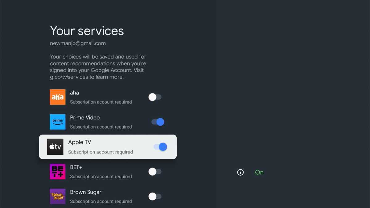 Google TV Votre menu de services sur Walmart Onn 4K Streaming Box