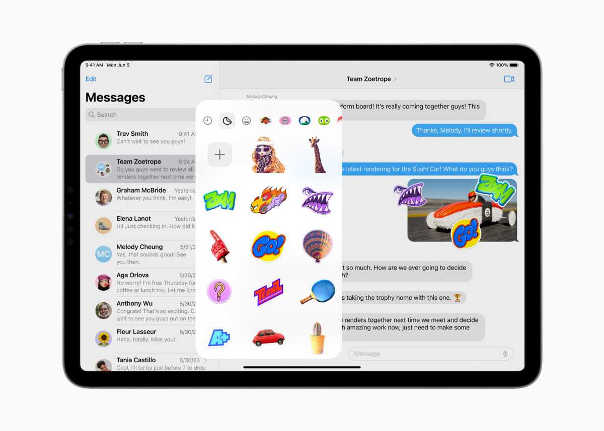 iPadOS 17 stickers in Messages