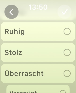 Emotionenbeschreibungen in der Achtsamkeits-App unter watchOS 10