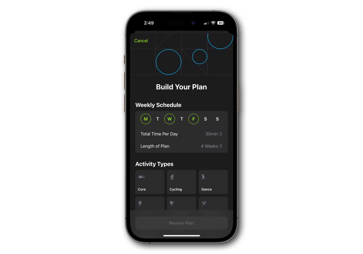 iOS 17 Fitness Plus custom plan
