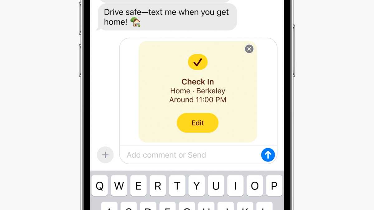iOS 17 Messages Check-in Teilen