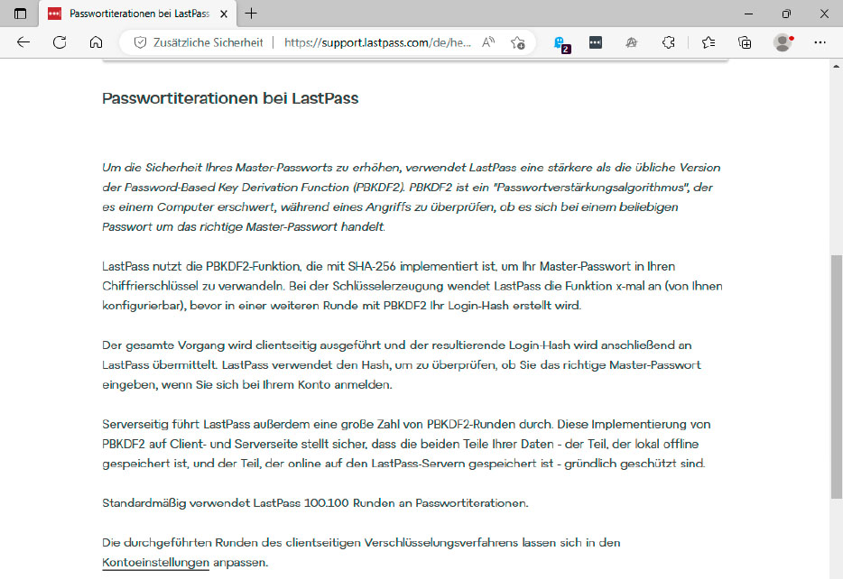 Lastpass arbeitet mit dem PBKDF2-Verfahren, das die Rechenzeit bei einem Brute-Force-Angriff auf das Masterpasswort erheblich erhöht. Eine erfolgreiche Entschlüsselung in einer (vernünftigen) Zeitspanne ist damit sehr unwahrscheinlich.