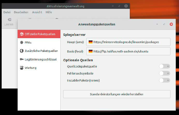 Der heiße Draht zu Updates und Software: Schnelle regionale Spiegelserver nützen Ihnen und den Distributionsanbietern (Mint und Ubuntu) gleichermaßen.