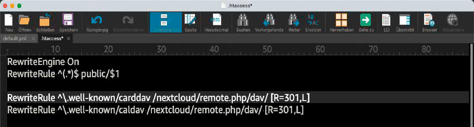 Unter Apache können Sie durch Umschreiben im Modul Mod_Rewrite die Suche für Clients für Caldav- und Carddav-Synchronisationen vereinfachen.