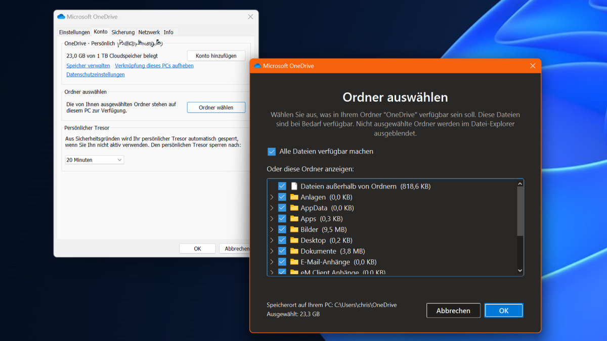 Onedrive - Einstellungen