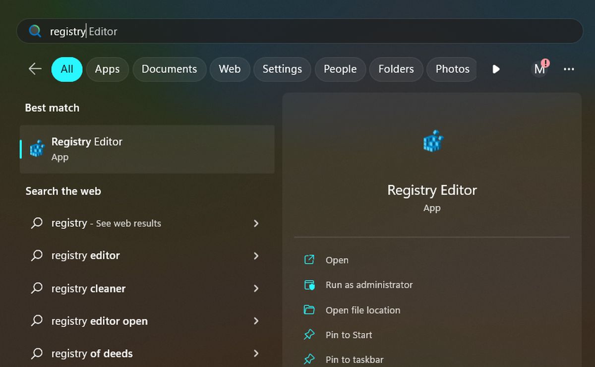 Win11 registry editor