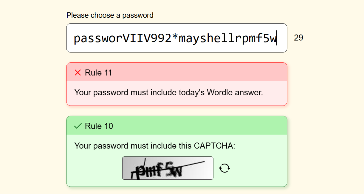 The Password Game rules 10 and 11