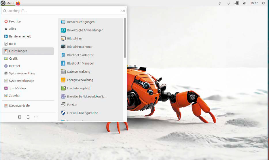 Ubuntu Mate: Hier gibt es nichts Neues – außer einigen KI-generierten Wallpapers, die mit dem Ubuntu-Versionsnamen „Lunar Lobster“ spielen.
