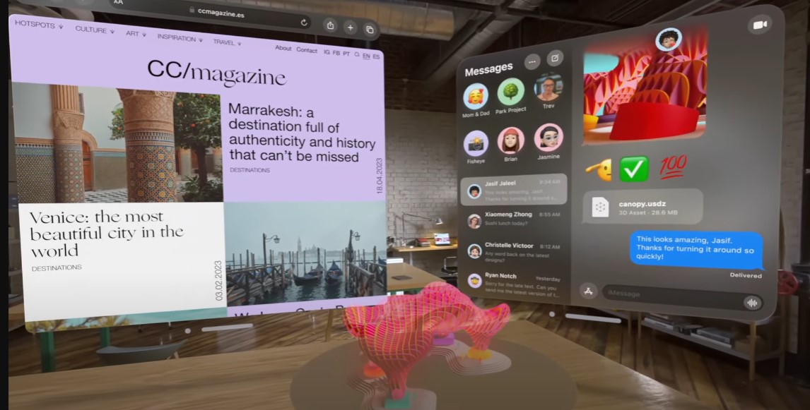 Oberfläche von Apple Vision Pro im produktiven Einsatz