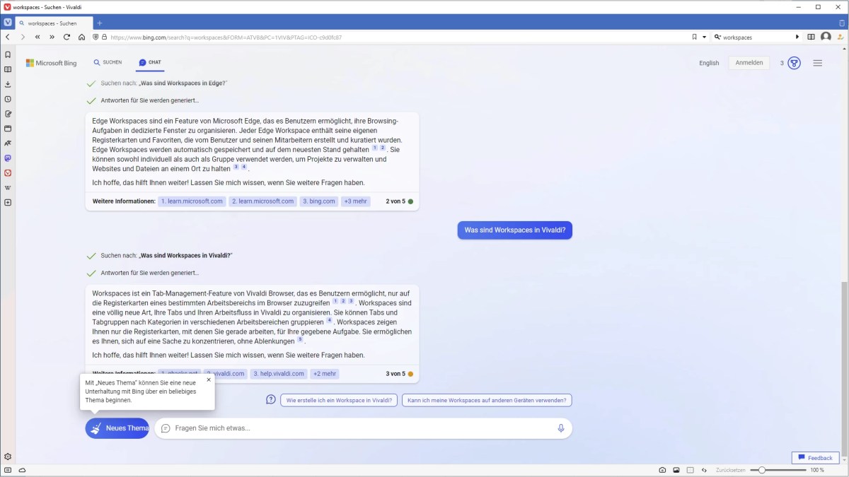 Vivaldi 6.1 - Bing Chat