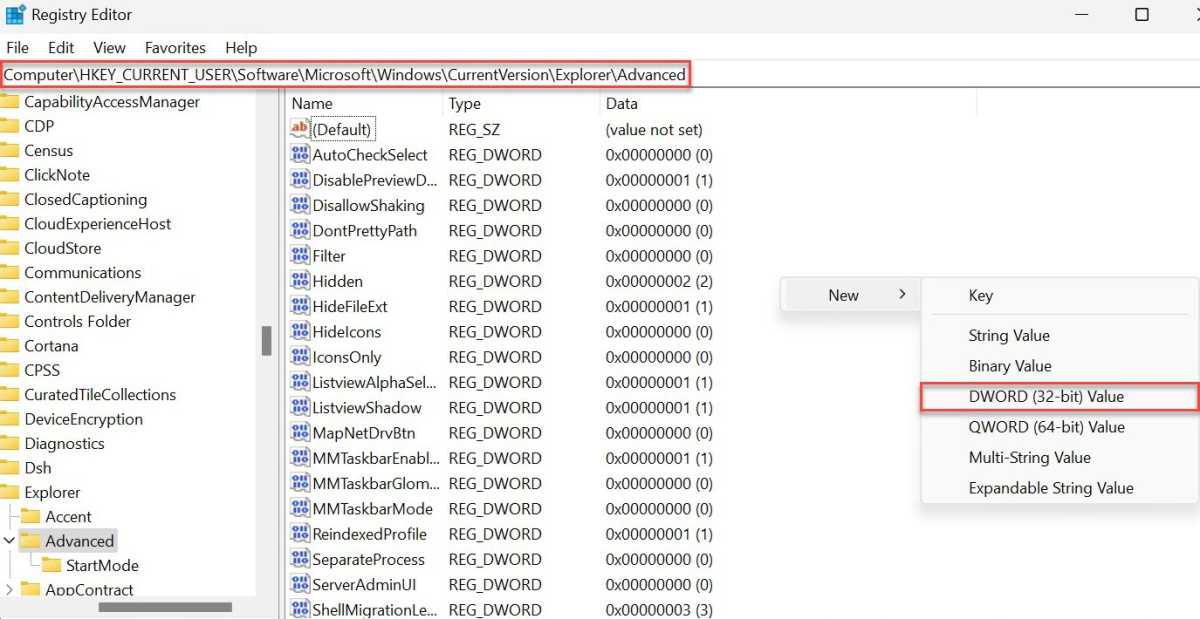 Windows 11 customise taskbar method screenshot