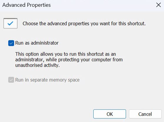 Windows 11 run as administrator method screenshot