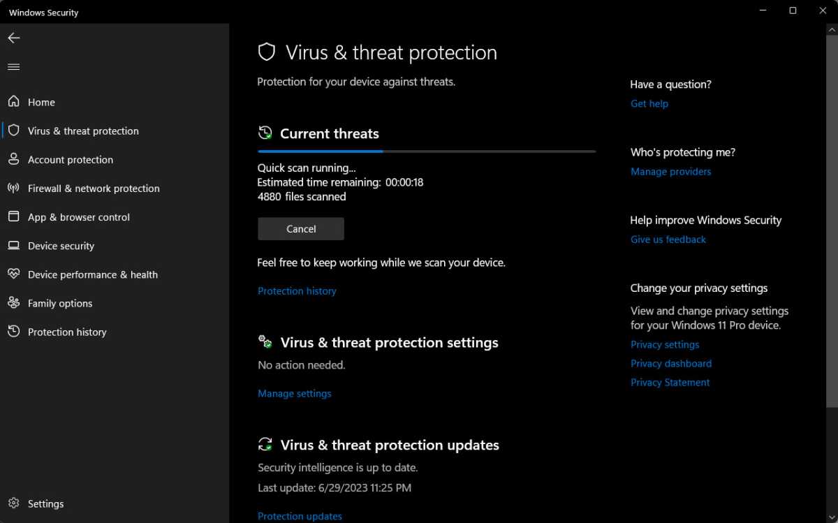 Escaneo de virus de Windows Defender