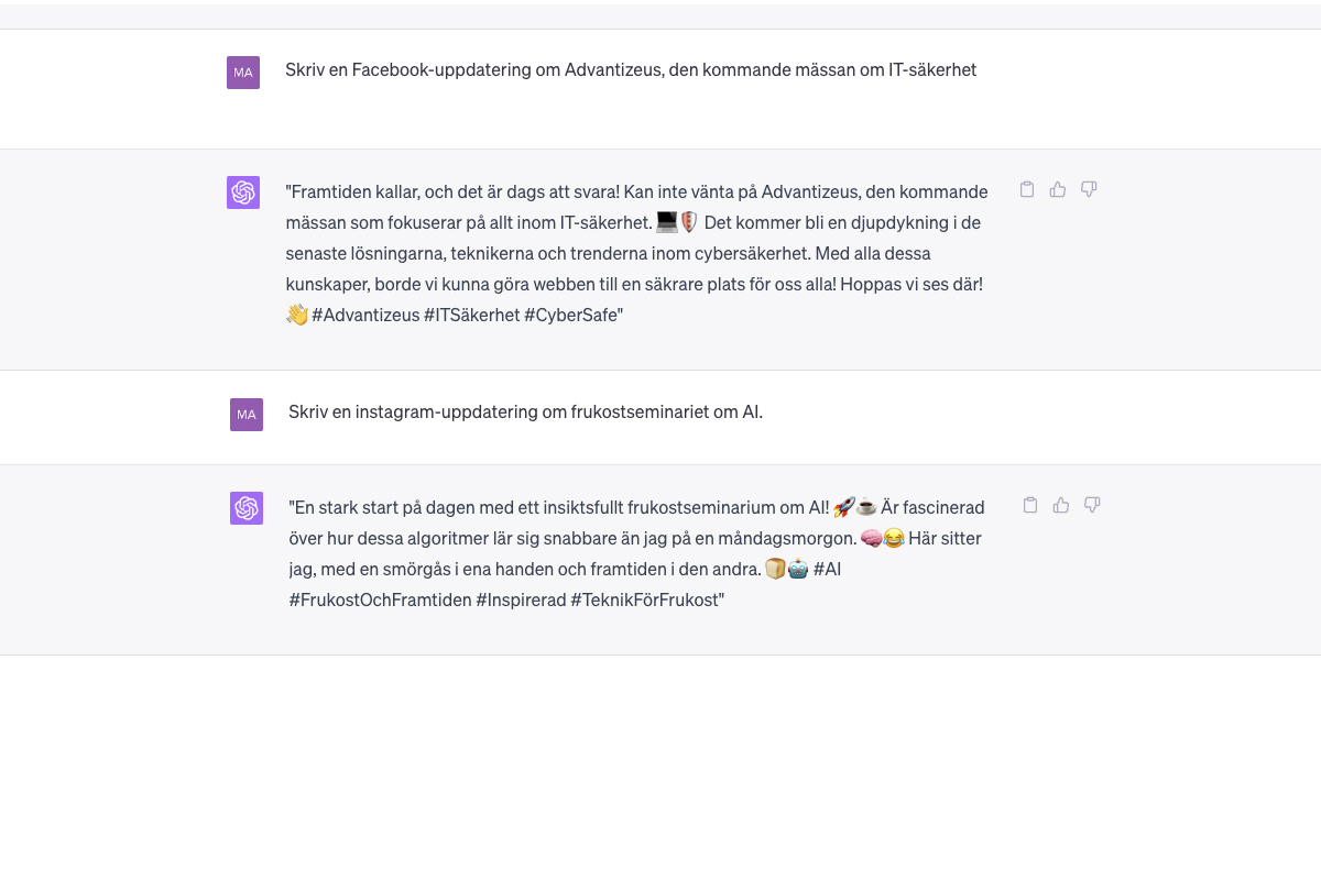 Sociala medier med Chat GPT