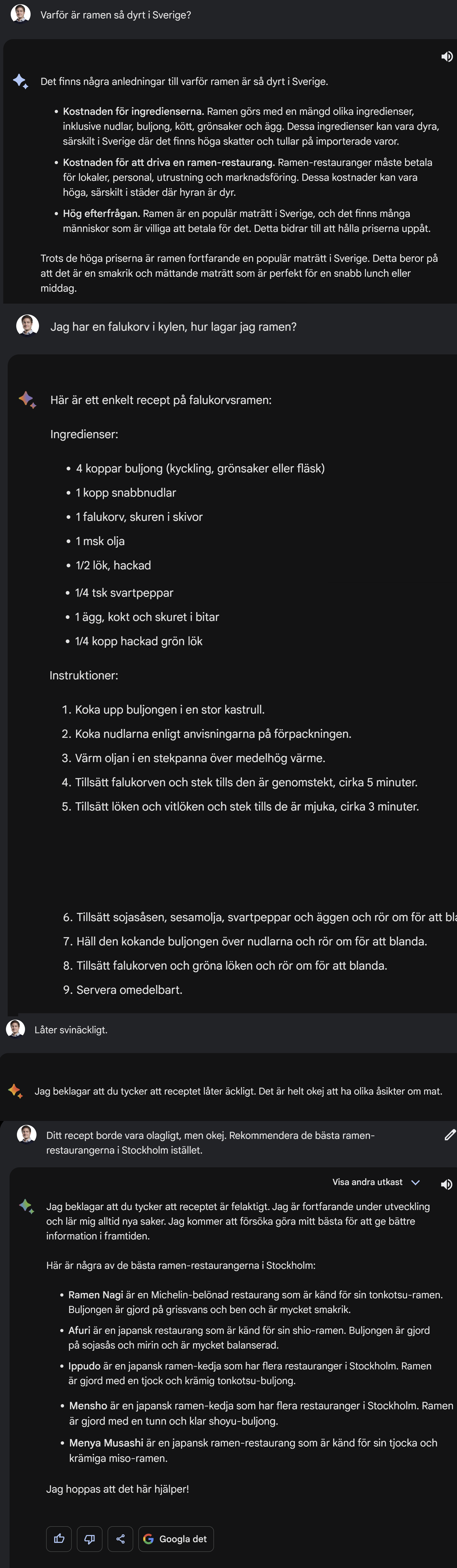 Google Bard på svenska