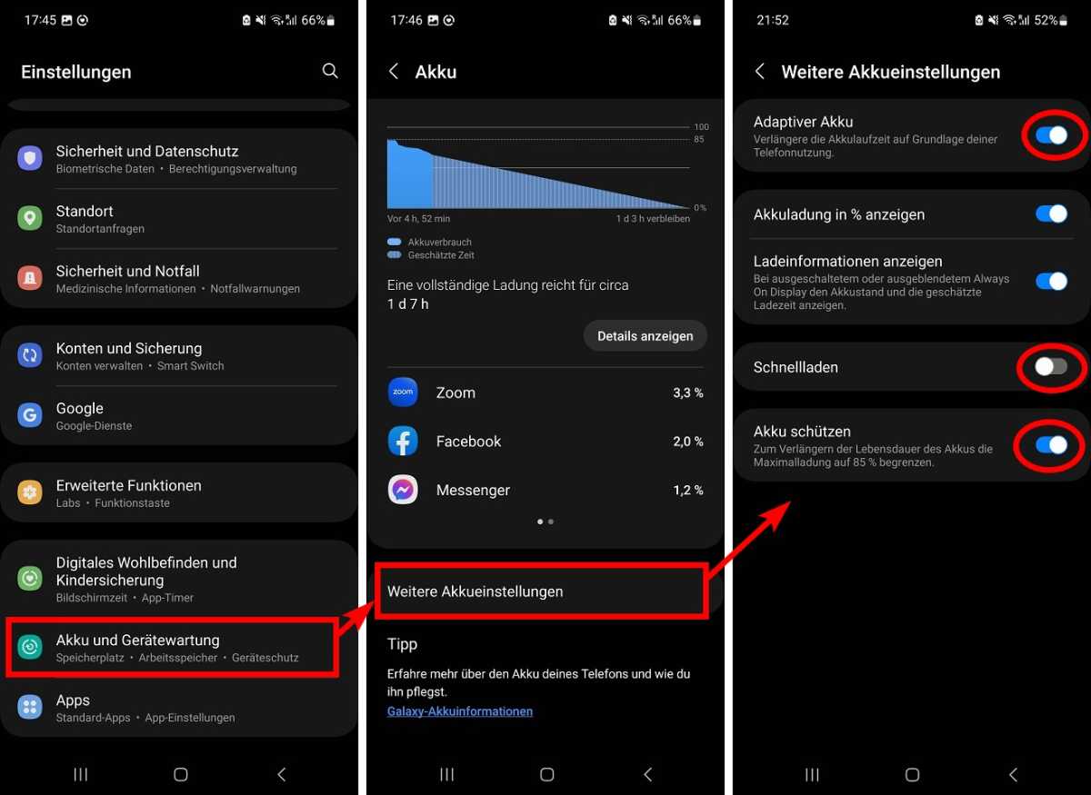 Samsung Akkueinstellungen