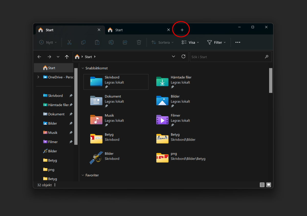 Flikar i Utforskaren Windows 11