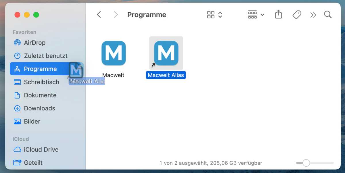 Alias verschieben