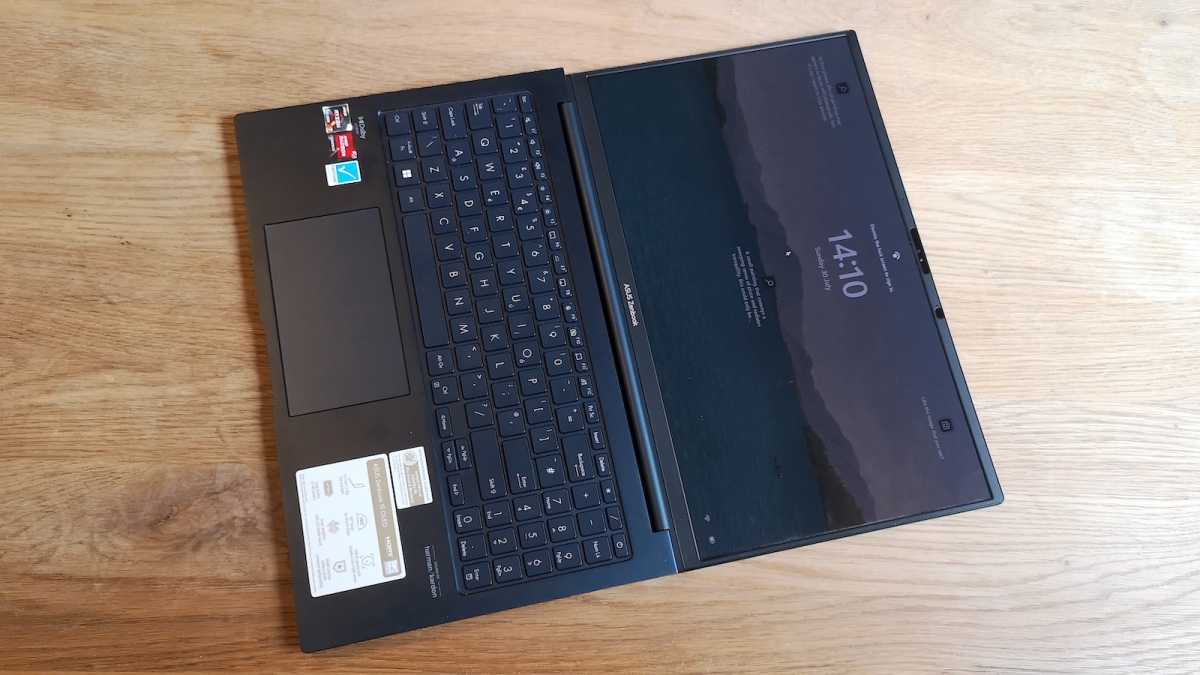 The Asus Zenbook 15 OLED laptop fully opened