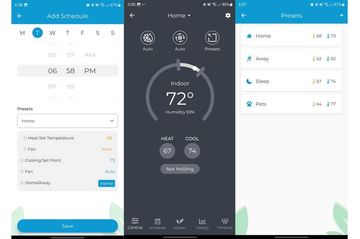 Cielo Smart Thermostat app screenshots