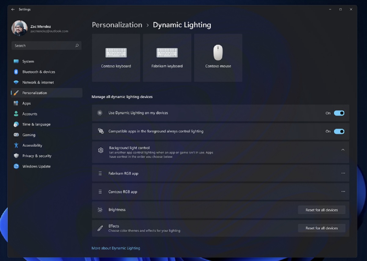 Windows 11 23H2 dynamic lighting