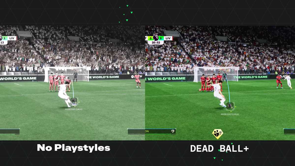 Playstyle+Aktionen wie Dead Ball+ ermöglichen es etwa bei Standards, sehr viel präziser zu zielen – der Pfeilbogen hier geht bis zum Netz, statt nur bis zur Mauer, wie sonst gewohnt.