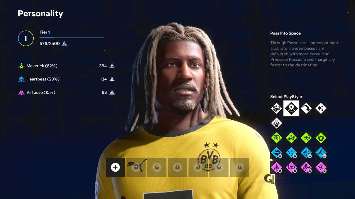 Grafisch tut sich gegenüber FIFA 23 nicht super viel, aber insbesondere Haare – wie diese Rastalocken hier, sehen schon etwas echter aus. Für Trikots wurde zudem eine neue Engine entwickelt, die sie realistischer knittern und schmutzig werden lassen soll.