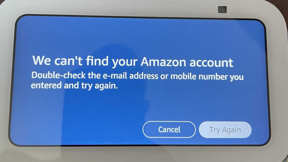 Amazon Echo Show 5 (2023, 3rd gen) account error