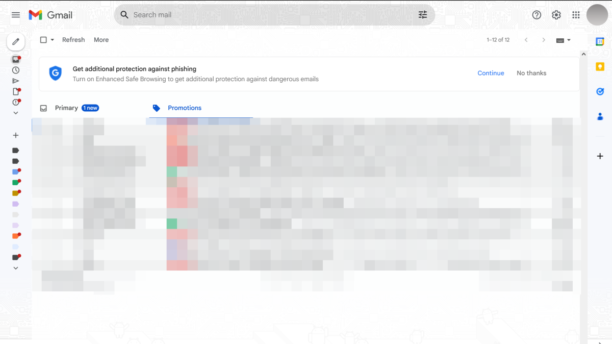 Enhanced Safe Browsing banner in Gmail