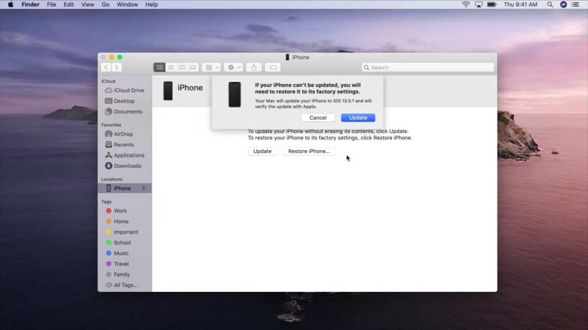macOS update for a stuck iPhone