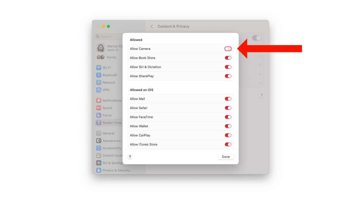 Permission settings for camera on mac