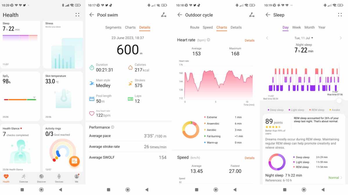 Pantallazos de la app Huawei Health