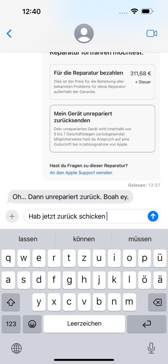 Die Wortvorschläge unter iOS 16