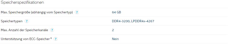 Intel hat mit ARK eine ausführliche Produktdatenbank, die unter anderem auch die maximale RAM-Unterstützung anzeigt.
