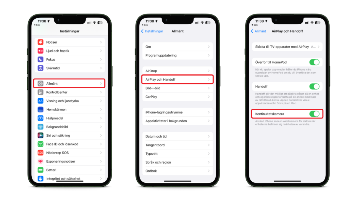 Så här slår du på funktionen Kontinutetskamera i IOS