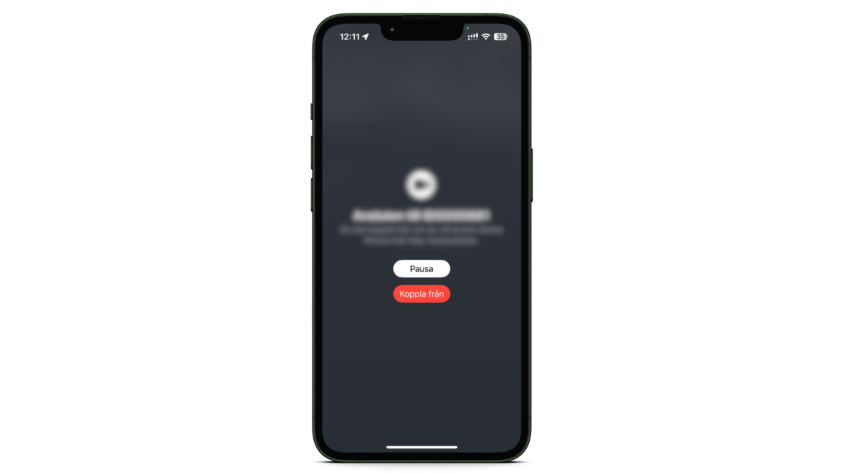 Iphone med aktiv kontinuitetskamera på skärmen.