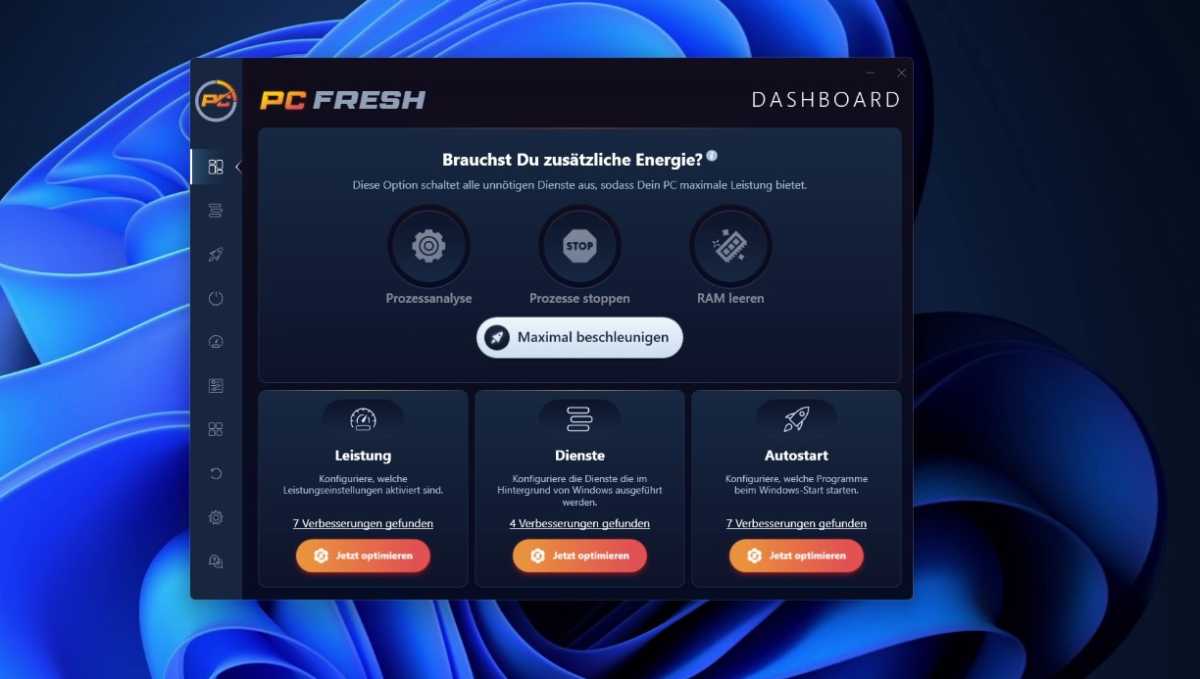 Das Dashboard von PC Fresh 2023