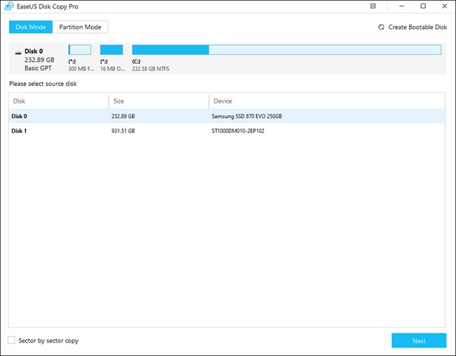 EaseUS: Disk Mode