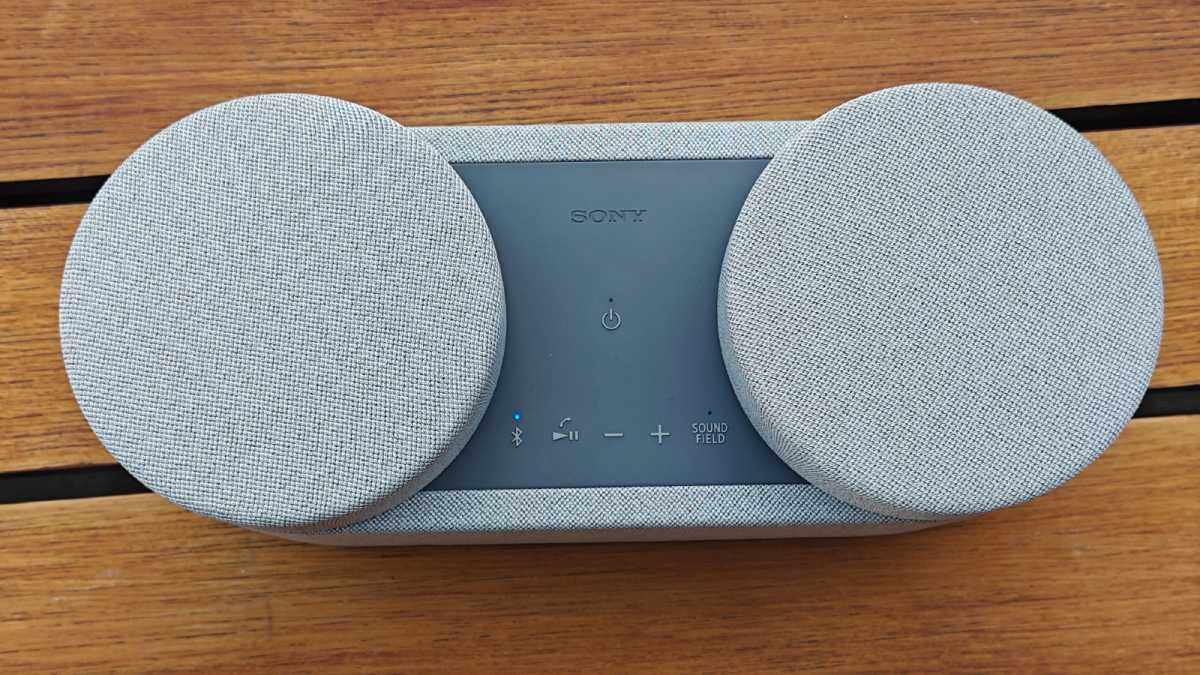 Aerial view of the Sony HT-AX7 portable speaker