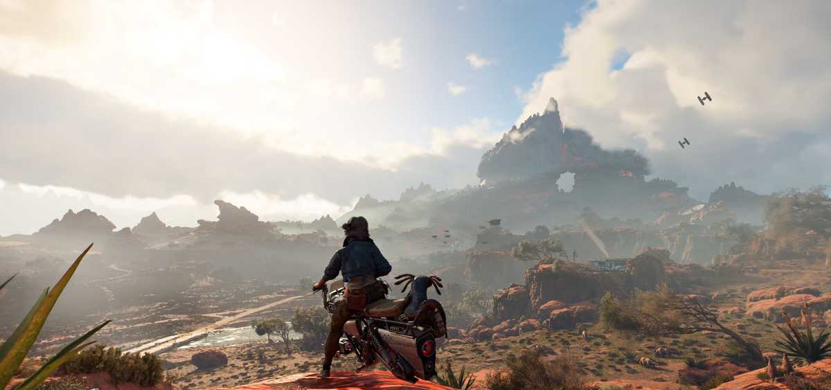 Red Dead Redemption 3 im Star-Wars-Universum: Das Cruisen durch die endlosen Steppen hat tatsächlich etwas von Rockstar Games Cowboy-Epos. Und genau wie Arthur Morgan bringt sich unsere Kay Vess ständig in Schwierigkeiten.