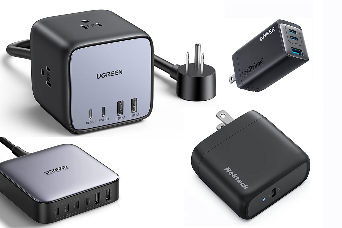 Четыре зарядных устройства USB-C для ноутбуков