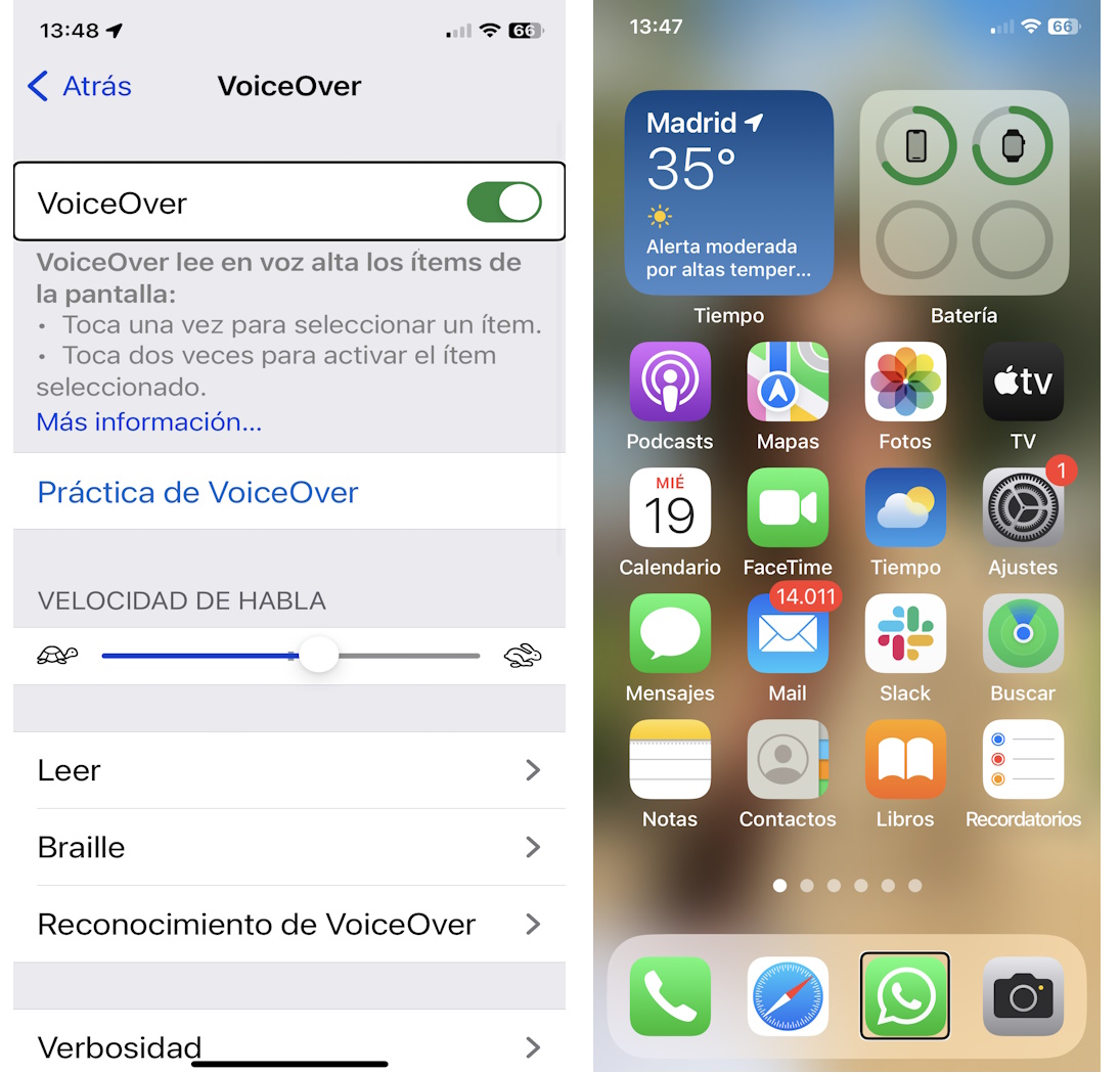 iPhone con VoiceOver