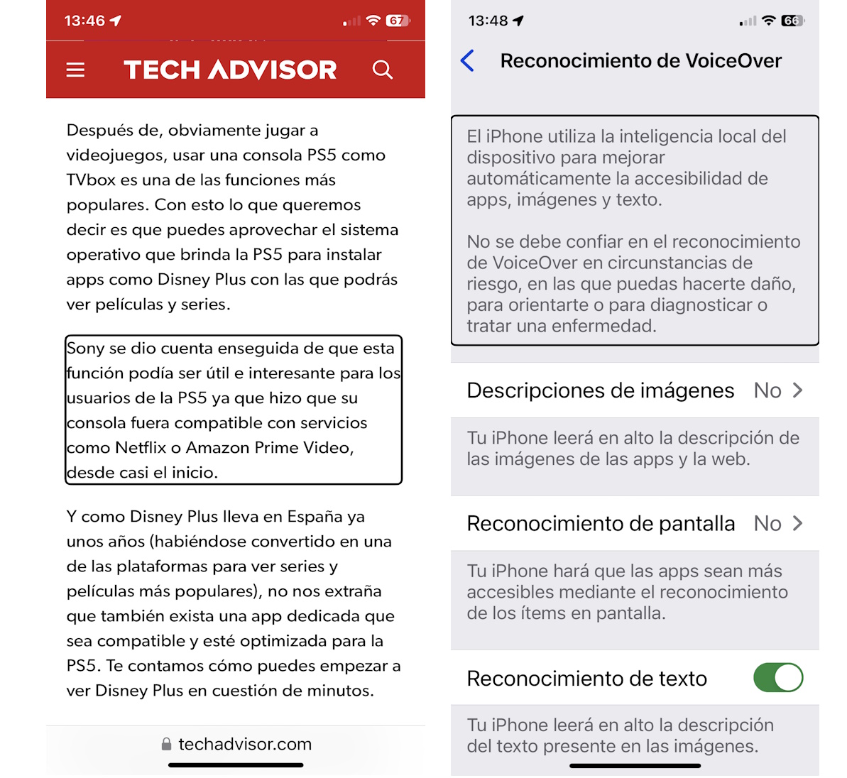 iPhone con VoiceOver