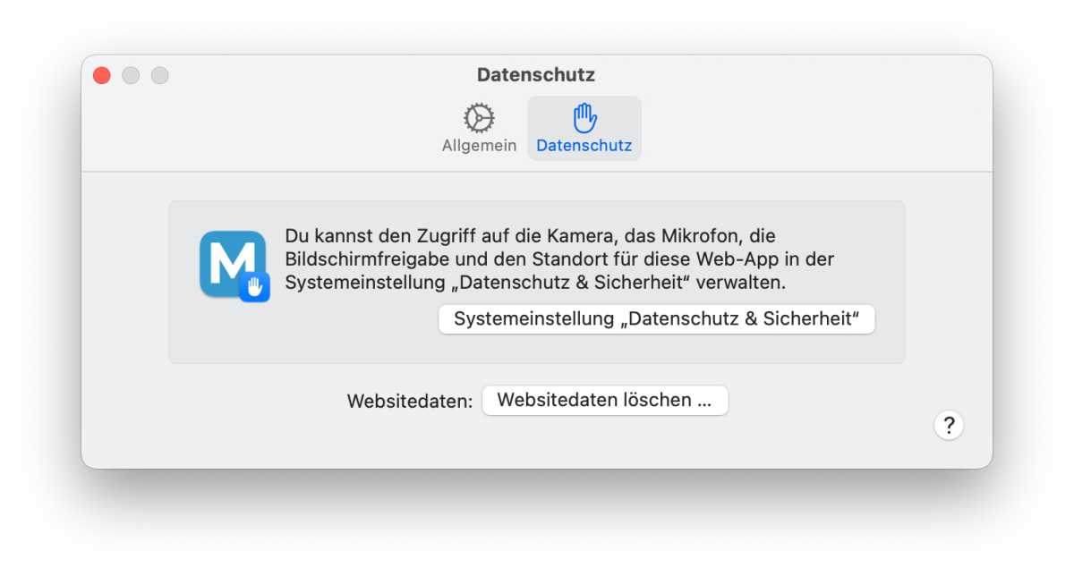 Web App Datenschutz