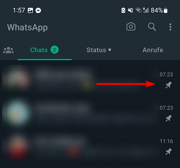 Whatsapp Chats anpinnen