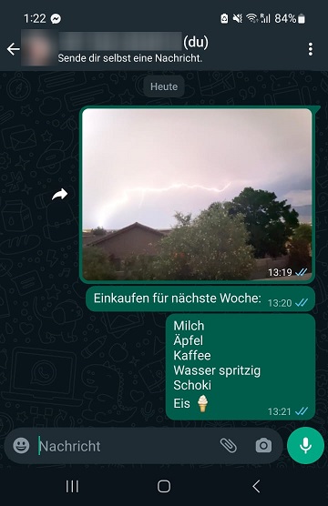Whatsapp als Notiz-App
